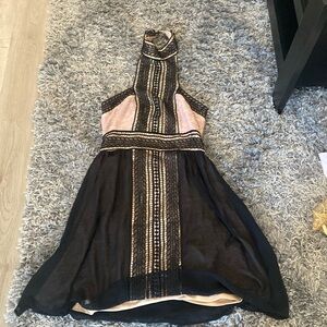 Black nude and pink around the neck, backless, beautiful lace detail dress small